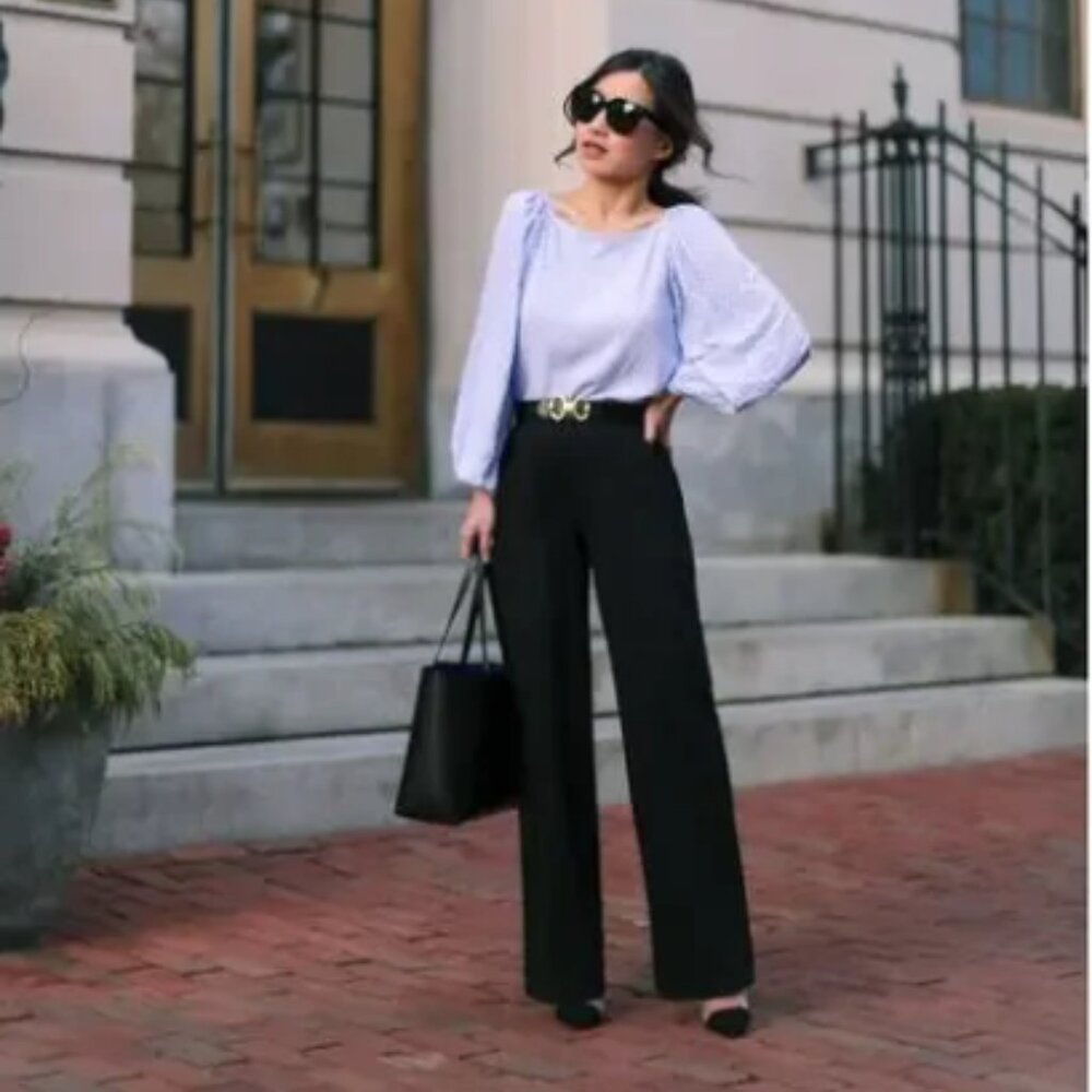 Loft Marisa Black Trousers with Button‎ Detailing along both sides Size 0 Petite